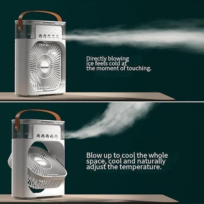 4-in-1 Portable Mini AC Cooler with LED Light, USB-Powered Fan for Home & Travel