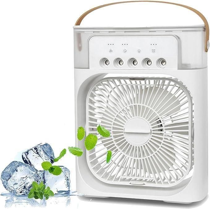 4-in-1 Portable Mini AC Cooler with LED Light, USB-Powered Fan for Home & Travel
