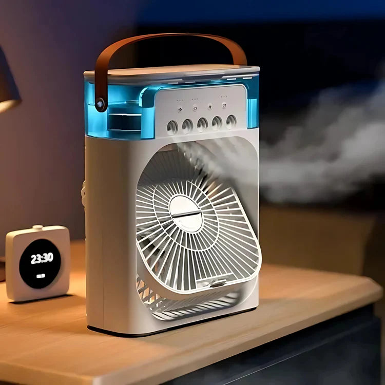 4-in-1 Portable Mini AC Cooler with LED Light, USB-Powered Fan for Home & Travel