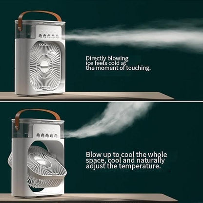 4-in-1 Portable Mini AC Cooler with LED Light, USB-Powered Fan for Home & Travel