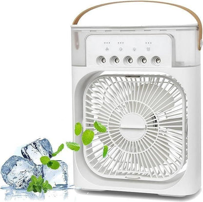 4-in-1 Portable Mini AC Cooler with LED Light, USB-Powered Fan for Home & Travel